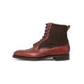 Boots - GALWAY Limited Edition Grained Leather, Harris Tweed & Rubber Soles Lace-Ups