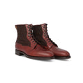 Boots - GALWAY Limited Edition Grained Leather, Harris Tweed & Rubber Soles Lace-Ups