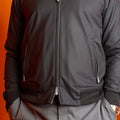 Jacket - Blouson Cashmere Stretch, Stand-Up Collar + Zipped