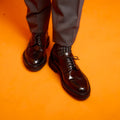 Brogue Medallion Derbies - Leather & Rubber Lug Soles Lace-Ups