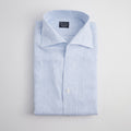Shirt – Striped Linen Single Cuff, Button-Down Under, Open Collar