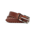 Belt - Grained Leather With Sewing Line & Silver Buckle