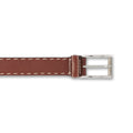 Belt - Grained Leather With Sewing Line & Silver Buckle