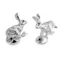 Cufflinks - Sterling Silver Hare With Sapphire Eyes