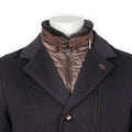 Double Coat - Wool, Polyester & Viscose, Detachable Bib + Fur Collar