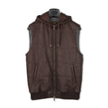 Gilet - Leather & Nylon Zipped + Hooded Sleeveless
