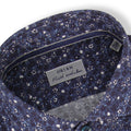 Navy And White Flowers Patterns Jersey Cotton Single Cuff Long Sleeves Shirt