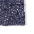 Navy And White Flowers Patterns Jersey Cotton Single Cuff Long Sleeves Shirt