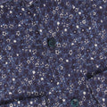 Navy And White Flowers Patterns Jersey Cotton Single Cuff Long Sleeves Shirt