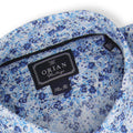 Navy, Blue And White Flowers Patterns Cotton Single Cuff Long Sleeves Shirt