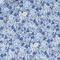 Navy, Blue And White Flowers Patterns Cotton Single Cuff Long Sleeves Shirt