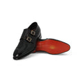 Double Monks Plain Colour Bi-Material Leather And Alligator