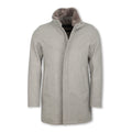 Car coat - Wool Removable Fur-Collar + Zipped