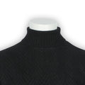 Cable Knit Sweater - Herringbone Effect Plain Cashmere Turtleneck Long Sleeves