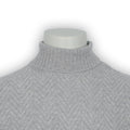 Cable Knit Sweater - Herringbone Effect Plain Cashmere Turtleneck Long Sleeves