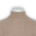 Cable Knit Sweater - Herringbone Effect Plain Cashmere Turtleneck Long Sleeves