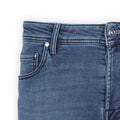 Jeans - BARD Jersey Cotton, Wool & Polyester Stretch Turquoise Patch