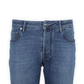 Jeans - BARD Jersey Cotton, Wool & Polyester Stretch Turquoise Patch
