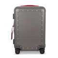 Suitcase - XS SPINNER 53 Aluminum Steel Grey With Red Leather Handles