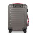 Suitcase - XS SPINNER 53 Aluminum Steel Grey With Red Leather Handles