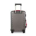 Suitcase - XS SPINNER 53 Aluminum Steel Grey With Red Leather Handles