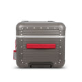 Suitcase - TRUNK ON WHEELS S Aluminum Steel Grey With Red Leather Handles