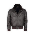 Jacket-Bomber Plain Colour Leather Detachable Fur Collar