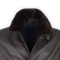 Jacket-Bomber Plain Colour Leather Detachable Fur Collar