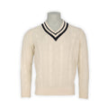 Cable Knit Sweater - Tennis Model Cashmere V-Neck