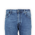 Jeans - NICK Cotton & Lyocell Stretch Suede Turquoise Patch
