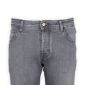 Jeans - NICK Jersey Cotton Stretch Leather Beige Patch
