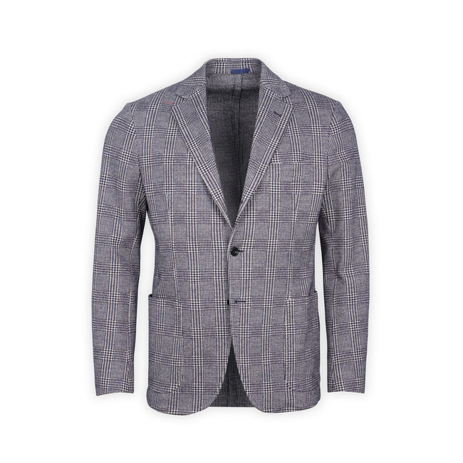 Blazer - Prince-Of-Wales Wool & Cotton Single Breasted