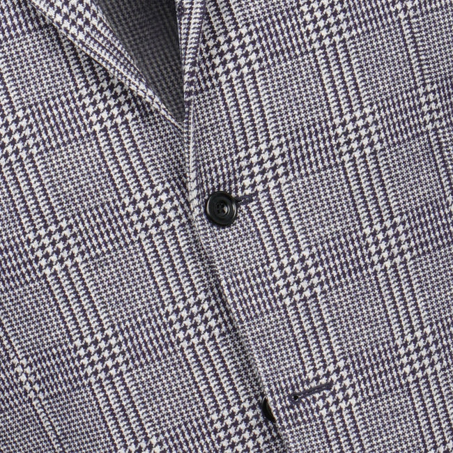 Blazer - Prince-Of-Wales Wool & Cotton Single Breasted