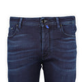 Jeans - BARD Jersey Cotton, Wool & Polyester Stretch Navy & Blue Patch