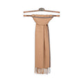 Scarf - Camel Hair Reversible With Border + Fringes