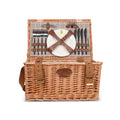 Picnic Basket - CONCORDE Checkered Fabric & Wicker For 4 Persons