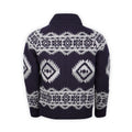Cardigan - Geometric Pattern Wool Turn-Up Collar Zipped