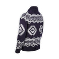 Cardigan - Geometric Pattern Wool Turn-Up Collar Zipped