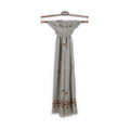 Scarf - Embroidered Snowflakes & Edge Fringes Wool