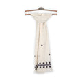 Scarf - Embroidered Snowflakes & Edge Fringes Wool