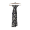 Scarf - Leaves Print Fringes Wool