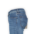 Jeans - NICK Cotton, Polyester Stretch Beige & Turquoise Patch