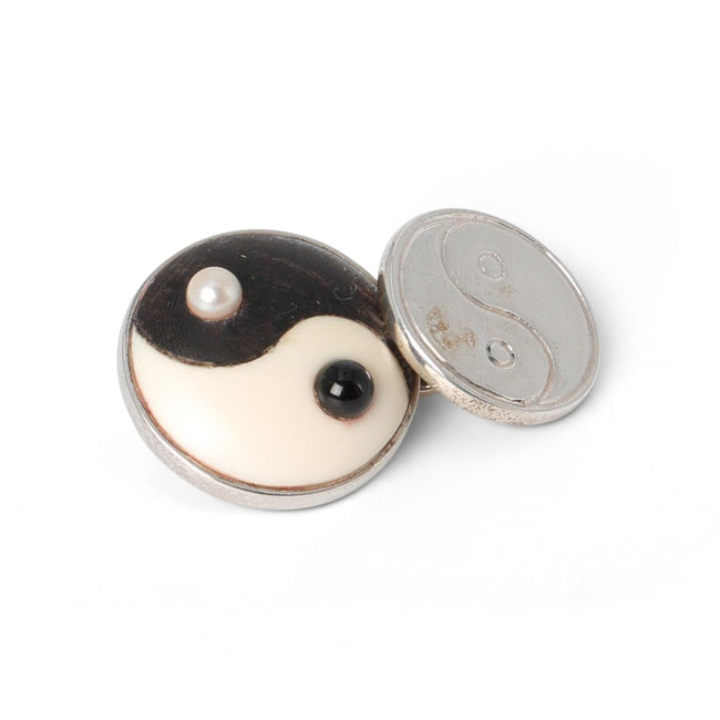 Cufflinks - Ying Yang Sterling Silver, Ebony Wood & Ivory