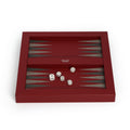 Burgundy Leather Backgammon and Chess