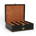 Black Leather Double Deck Jewelry Box