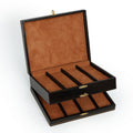 Black Leather Double Deck Jewelry Box