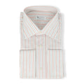 White Sky Blue And Red Striped Patterns Cotton Single Cuff Long Sleeves Shirt Especially For Degand Brussels