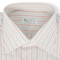 White Sky Blue And Red Striped Patterns Cotton Single Cuff Long Sleeves Shirt Especially For Degand Brussels