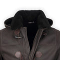 Jacket Duilio Sherlina Plain Colour Leather Detachable Hood