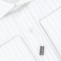 Striped White, Green and Beige Double Cuff Shirt